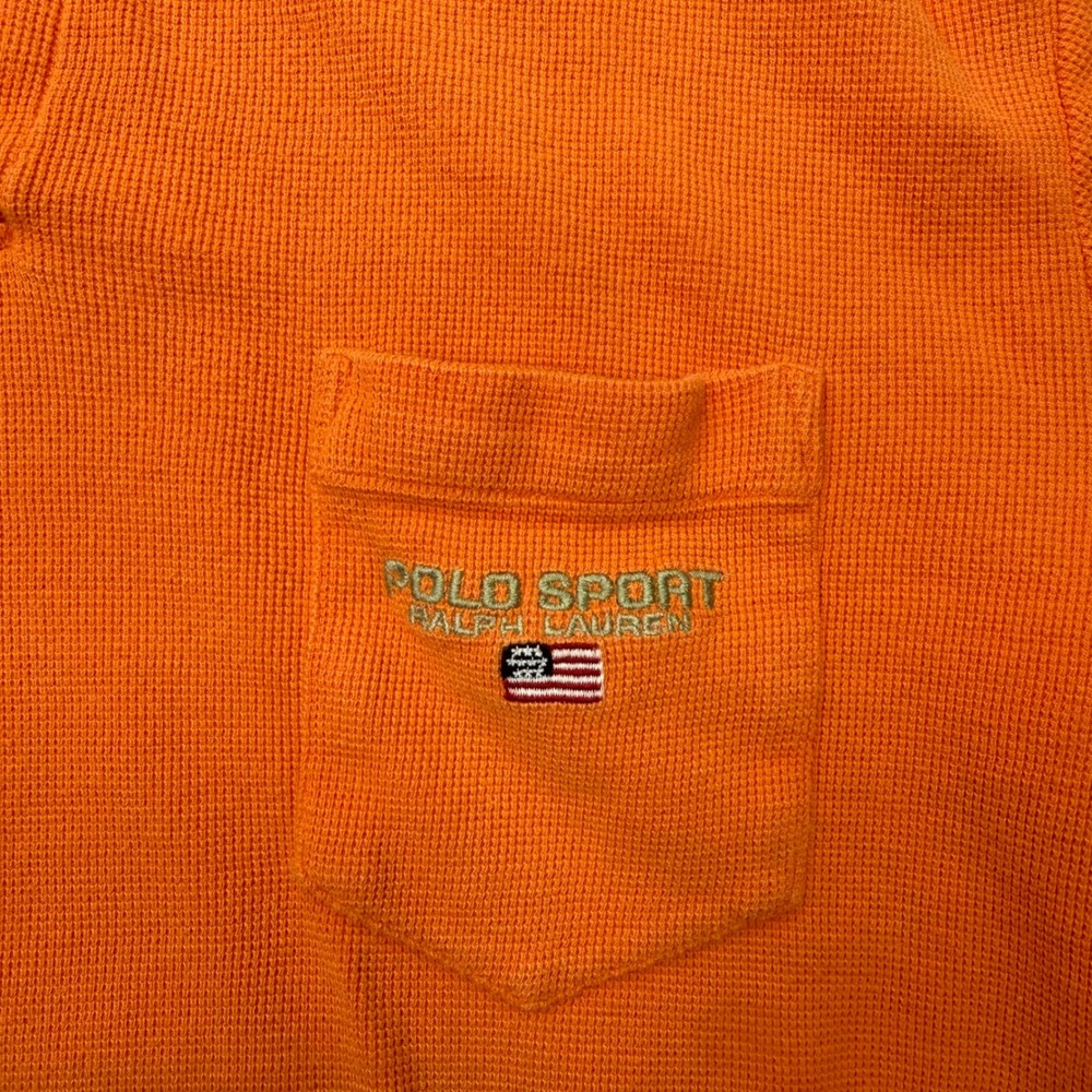 Polo Sport Ralph Lauren Mens Orange Waffle Knit Pocket Polo Shirt Size M - Picture 2 of 7